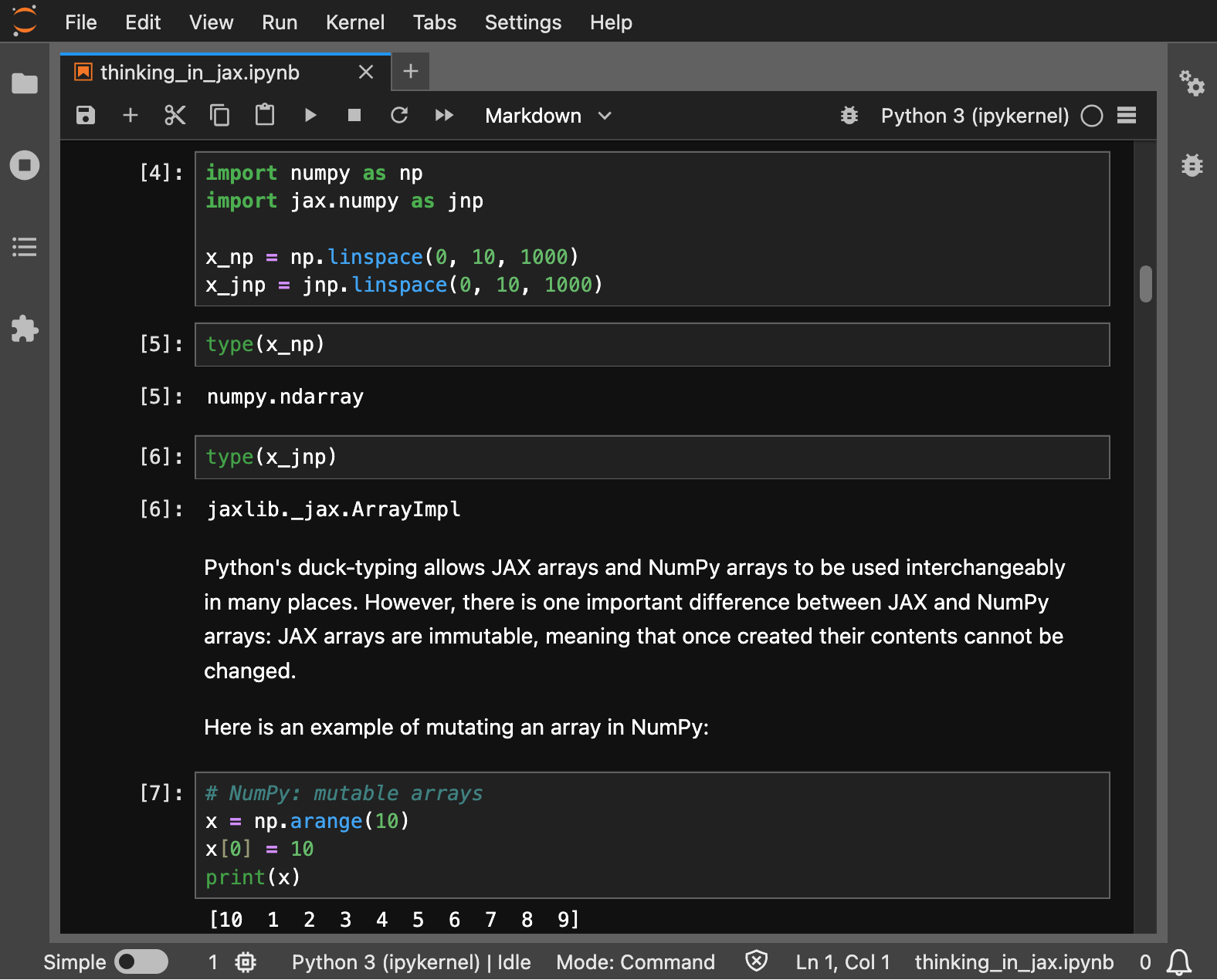 A Jupyter notebook rendered in JupyterLab