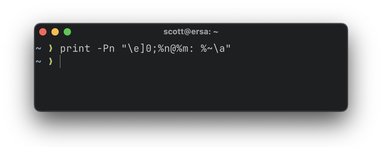 A terminal emulator with a title including the username, hostname, and directory