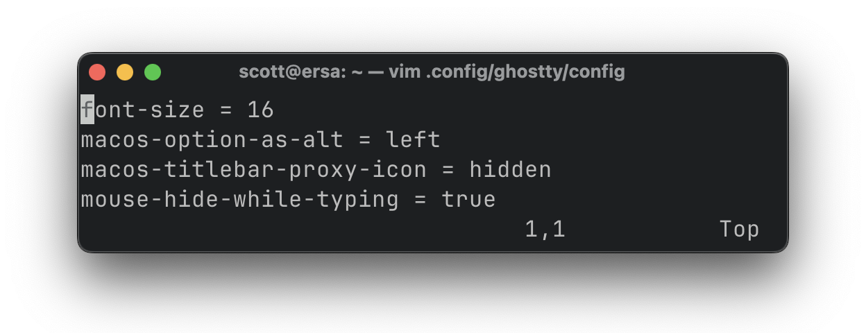 A terminal emulator with a title suffixed with the currently running command